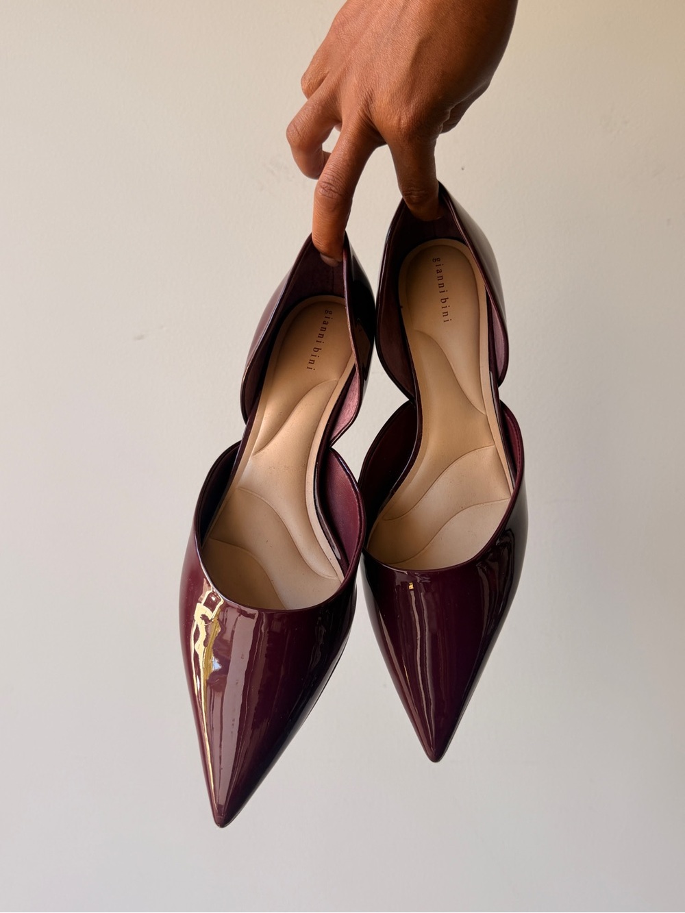 Gianni Bini Deep Burgundy Patent Pointed Kitten Heel